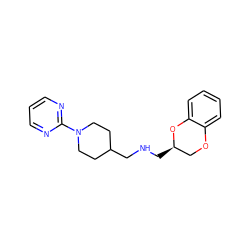 c1cnc(N2CCC(CNC[C@@H]3COc4ccccc4O3)CC2)nc1 ZINC000013799845