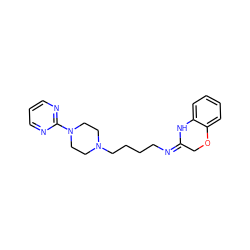 c1cnc(N2CCN(CCCC/N=C3/COc4ccccc4N3)CC2)nc1 ZINC000026485915