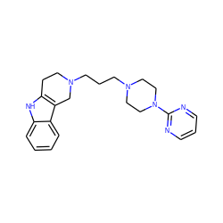 c1cnc(N2CCN(CCCN3CCc4[nH]c5ccccc5c4C3)CC2)nc1 ZINC000029486707