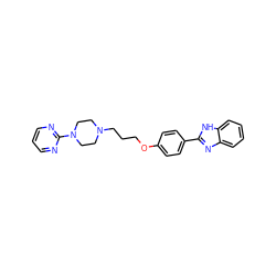 c1cnc(N2CCN(CCCOc3ccc(-c4nc5ccccc5[nH]4)cc3)CC2)nc1 ZINC000026574706