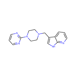 c1cnc(N2CCN(Cc3c[nH]c4ncccc34)CC2)nc1 ZINC000040393658