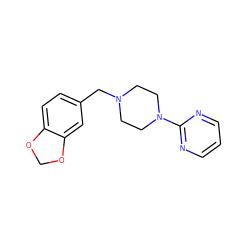 c1cnc(N2CCN(Cc3ccc4c(c3)OCO4)CC2)nc1 ZINC000019537374