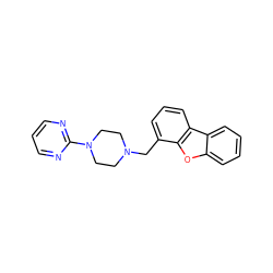 c1cnc(N2CCN(Cc3cccc4c3oc3ccccc34)CC2)nc1 ZINC000026168404