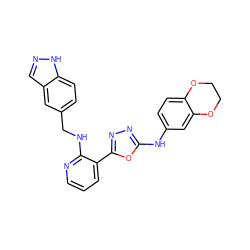 c1cnc(NCc2ccc3[nH]ncc3c2)c(-c2nnc(Nc3ccc4c(c3)OCCO4)o2)c1 ZINC000066114557