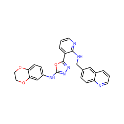 c1cnc(NCc2ccc3ncccc3c2)c(-c2nnc(Nc3ccc4c(c3)OCCO4)o2)c1 ZINC000066114560