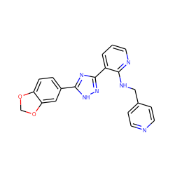 c1cnc(NCc2ccncc2)c(-c2n[nH]c(-c3ccc4c(c3)OCO4)n2)c1 ZINC000066128554