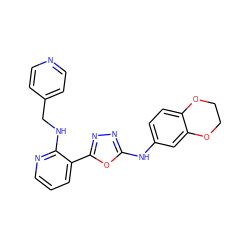 c1cnc(NCc2ccncc2)c(-c2nnc(Nc3ccc4c(c3)OCCO4)o2)c1 ZINC000028570565