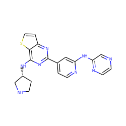 c1cnc(Nc2cc(-c3nc(N[C@@H]4CCNC4)c4sccc4n3)ccn2)cn1 ZINC000223672555