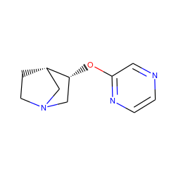 c1cnc(O[C@@H]2CN3CC[C@H]2C3)cn1 ZINC000029563948