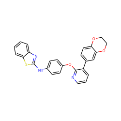 c1cnc(Oc2ccc(Nc3nc4ccccc4s3)cc2)c(-c2ccc3c(c2)OCCO3)c1 ZINC000139385219