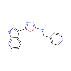 c1cnc2[nH]cc(-c3nnc(NCc4ccncc4)o3)c2c1 ZINC000103245742