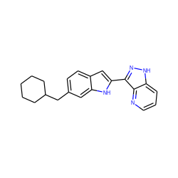 c1cnc2c(-c3cc4ccc(CC5CCCCC5)cc4[nH]3)n[nH]c2c1 ZINC000066079102