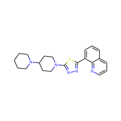 c1cnc2c(-c3nnc(N4CCC(N5CCCCC5)CC4)s3)cccc2c1 ZINC000084652323