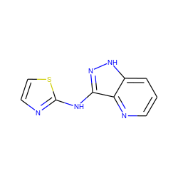 c1cnc2c(Nc3nccs3)n[nH]c2c1 ZINC000167051713