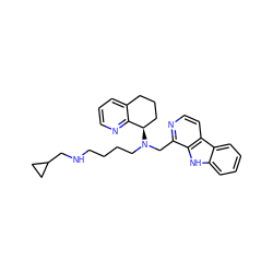 c1cnc2c(c1)CCC[C@H]2N(CCCCNCC1CC1)Cc1nccc2c1[nH]c1ccccc12 ZINC000208468725