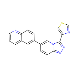 c1cnc2ccc(-c3ccc4nnc(-c5cscn5)n4c3)cc2c1 ZINC000653756227