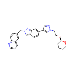 c1cnc2ccc(Cn3cc4ccc(-c5cnn(CCO[C@@H]6CCCCO6)c5)cc4n3)cc2c1 ZINC000096272719