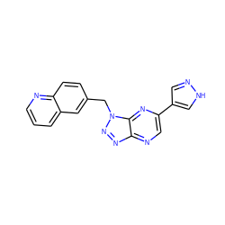 c1cnc2ccc(Cn3nnc4ncc(-c5cn[nH]c5)nc43)cc2c1 ZINC000095553034