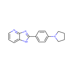 c1cnc2nc(-c3ccc(N4CCCC4)cc3)[nH]c2c1 ZINC000028824591