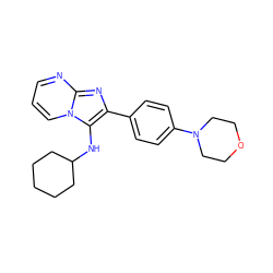 c1cnc2nc(-c3ccc(N4CCOCC4)cc3)c(NC3CCCCC3)n2c1 ZINC000073296474