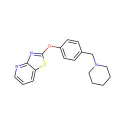 c1cnc2nc(Oc3ccc(CN4CCCCC4)cc3)sc2c1 ZINC000095560533