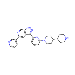 c1cncc(-c2cc3c(-c4cccc(N5CCC(C6CCNCC6)CC5)n4)n[nH]c3cn2)c1 ZINC000205257270