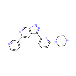 c1cncc(-c2cc3c(-c4cccc(N5CCNCC5)n4)n[nH]c3cn2)c1 ZINC000205248764