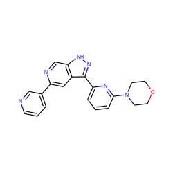 c1cncc(-c2cc3c(-c4cccc(N5CCOCC5)n4)n[nH]c3cn2)c1 ZINC000205250258