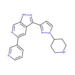 c1cncc(-c2cc3c(-c4ccn(C5CCNCC5)n4)n[nH]c3cn2)c1 ZINC000205257100