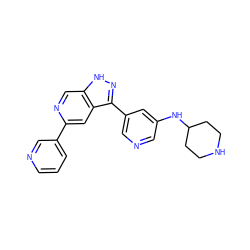 c1cncc(-c2cc3c(-c4cncc(NC5CCNCC5)c4)n[nH]c3cn2)c1 ZINC000205254158