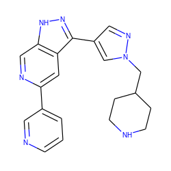 c1cncc(-c2cc3c(-c4cnn(CC5CCNCC5)c4)n[nH]c3cn2)c1 ZINC000205265701