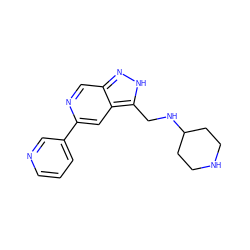 c1cncc(-c2cc3c(CNC4CCNCC4)[nH]nc3cn2)c1 ZINC000205265459