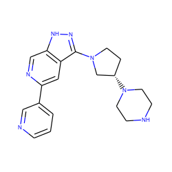 c1cncc(-c2cc3c(N4CC[C@H](N5CCNCC5)C4)n[nH]c3cn2)c1 ZINC000205262351