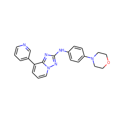 c1cncc(-c2cccn3nc(Nc4ccc(N5CCOCC5)cc4)nc23)c1 ZINC000142812834