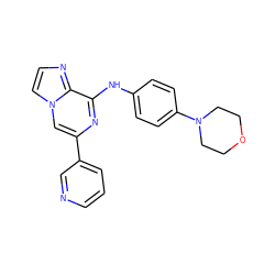 c1cncc(-c2cn3ccnc3c(Nc3ccc(N4CCOCC4)cc3)n2)c1 ZINC000064539576