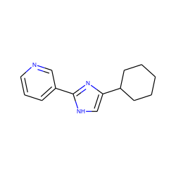 c1cncc(-c2nc(C3CCCCC3)c[nH]2)c1 ZINC000013553764