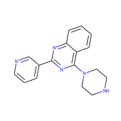 c1cncc(-c2nc(N3CCNCC3)c3ccccc3n2)c1 ZINC000004265381