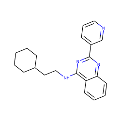 c1cncc(-c2nc(NCCC3CCCCC3)c3ccccc3n2)c1 ZINC001772630225