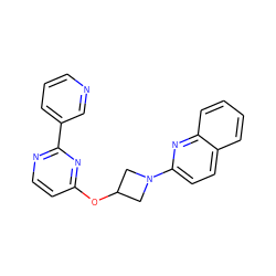 c1cncc(-c2nccc(OC3CN(c4ccc5ccccc5n4)C3)n2)c1 ZINC000096168812