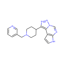 c1cncc(CN2CCC(c3nnn4cnc5[nH]ccc5c34)CC2)c1 ZINC001772588722