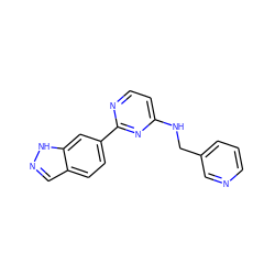 c1cncc(CNc2ccnc(-c3ccc4cn[nH]c4c3)n2)c1 ZINC000072123240