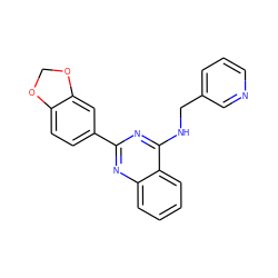 c1cncc(CNc2nc(-c3ccc4c(c3)OCO4)nc3ccccc23)c1 ZINC000004258464