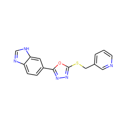 c1cncc(CSc2nnc(-c3ccc4nc[nH]c4c3)o2)c1 ZINC000045235265