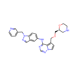 c1cncc(Cn2ncc3cc(Nc4ncnn5ccc(COC[C@@H]6CNCCO6)c45)ccc32)c1 ZINC000028901148