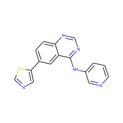 c1cncc(Nc2ncnc3ccc(-c4cncs4)cc23)c1 ZINC000299851594