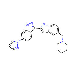 c1cnn(-c2ccc3c(-c4cc5cc(CN6CCCCC6)ccc5[nH]4)n[nH]c3c2)c1 ZINC000014949263