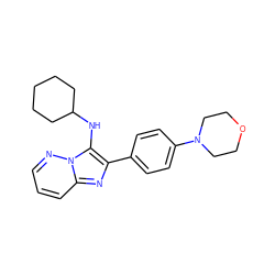 c1cnn2c(NC3CCCCC3)c(-c3ccc(N4CCOCC4)cc3)nc2c1 ZINC000073296476