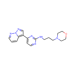 c1cnn2ncc(-c3ccnc(NCCCN4CCOCC4)n3)c2c1 ZINC000040424350