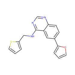 c1coc(-c2ccc3ncnc(NCc4cccs4)c3c2)c1 ZINC000036380613