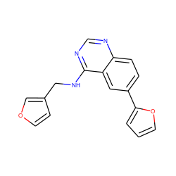 c1coc(-c2ccc3ncnc(NCc4ccoc4)c3c2)c1 ZINC000045303169